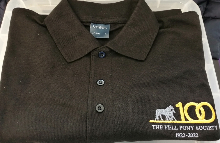 Polo shirts with Centenary logo Black polo shirts with 100 logo in gold