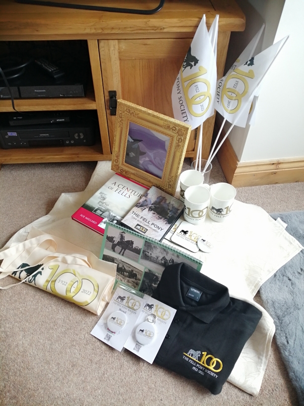 arrangement of books, DVDs, T shirts, bags, fridge magnets, mugs and badges
