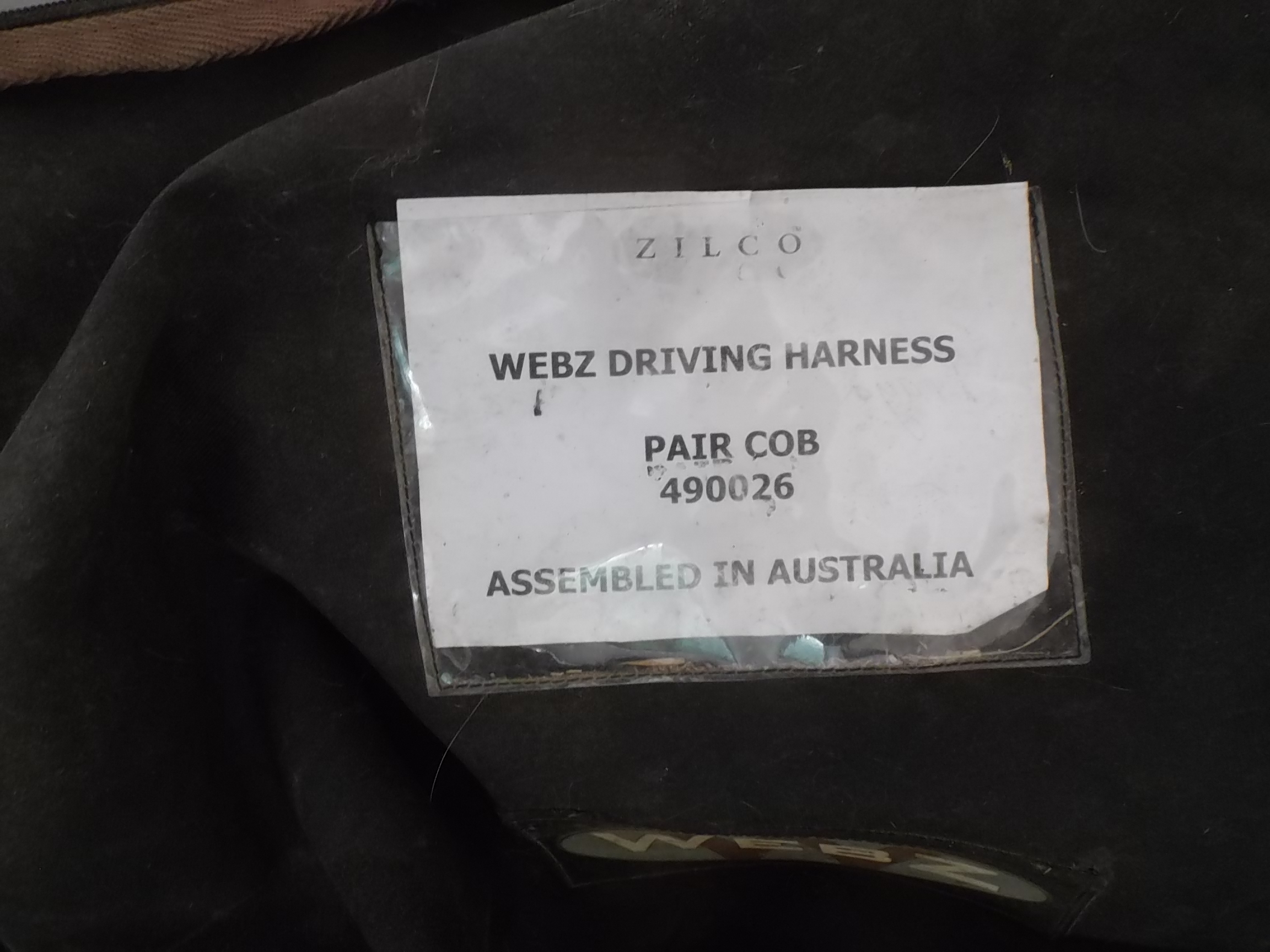 Zilco label on a harness