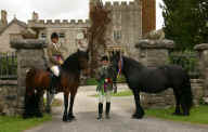 Lunsdale Honey & Tarnbeck Sheba before Sizergh Castle.  [ Select to view a larger image. ]